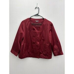 Apt.9 women’s blazer jacket XL Lining Cropped Button Down Pockets 3/4 Sleeve Red